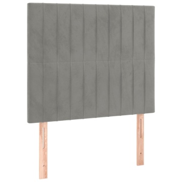 Tăblii de pat, 2 buc, gri deschis, 90x5x78/88 cm, catifea - Img 2