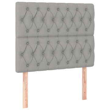 Tăblii de pat, 2 buc, gri deschis, 90x7x78/88 cm, textil - Img 2