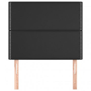 Tăblii de pat, 2 buc, negru, 100x5x78/88 cm, piele ecologică - Img 3