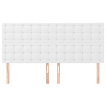 Tăblii de pat, 4 buc, alb, 90x5x78/88 cm, piele ecologică - Img 3