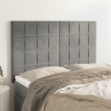 Tăblii de pat, 4 buc, gri deschis, 72x5x78/88 cm, catifea - Img 1