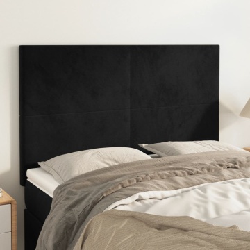 Tăblii de pat, 4 buc, negru, 72x5x78/88 cm, catifea - Img 1