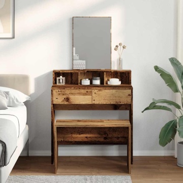 Taburet de toaletă din lemn vechi 70x35x45 cm lemn prelucrat - Img 3