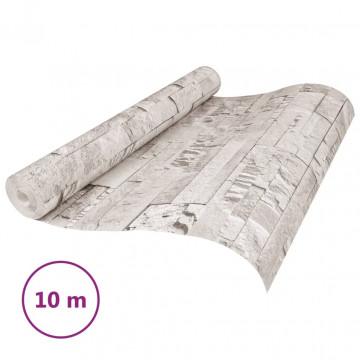 Tapet 3D cu aspect de piatră, crem - Img 2