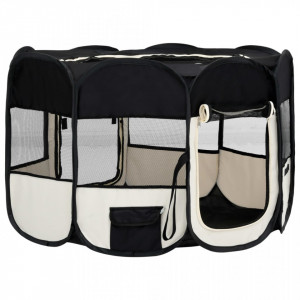 Țarc de câini pliabil cu sac de transport, negru, 110x110x58 cm - Img 3