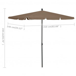 Umbrelă de grădină cu stâlp, gri taupe, 210x140 cm - Img 5