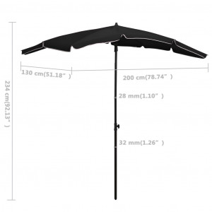Umbrelă de grădină cu stâlp, negru, 200x130 cm - Img 5