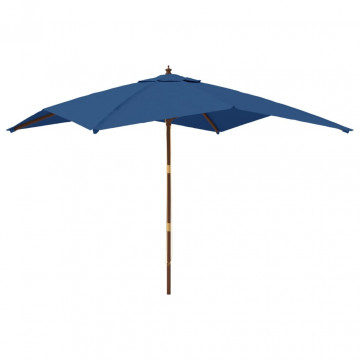 Umbrelă de grădină stâlp din lemn, albastru azur 300x300x273 cm - Img 2