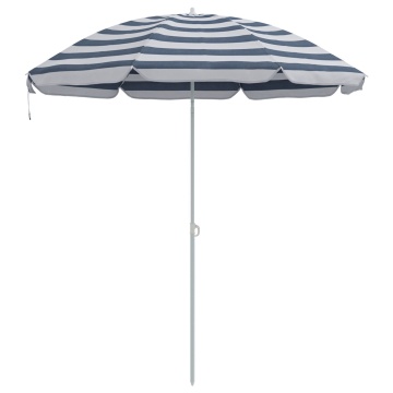 Umbrela de plajă cu pol din metal Albastru & Alb 161x193 cm Poliester - Img 2