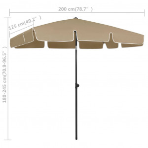 Umbrelă de plajă, gri taupe, 200x125 cm - Img 7