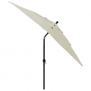 Umbrelă de soare 3 niveluri, stâlp aluminiu, nisipiu, 2,5x2,5 m - Img 8
