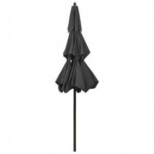 Umbrelă de soare 3 niveluri, stâlp de aluminiu, antracit, 2,5 m - Img 8