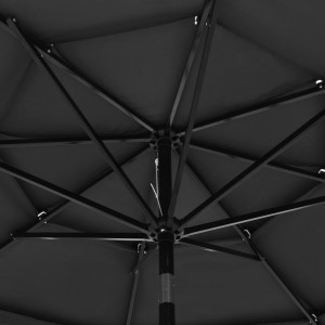 Umbrelă de soare 3 niveluri, stâlp de aluminiu, antracit, 3 m - Img 2