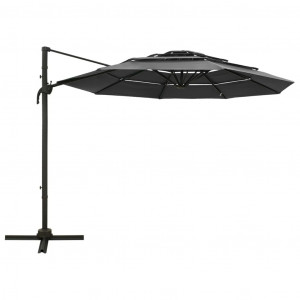 Umbrelă de soare 4 niveluri, stâlp de aluminiu, antracit, 3x3 m - Img 3