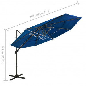 Umbrelă de soare 4 niveluri, stâlp de aluminiu, azuriu, 3x3 m - Img 7