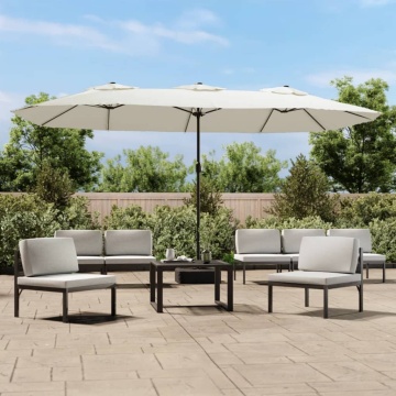 Umbrelă de soare cu două capete cu LED, alb nisipiu, 449x245 cm - Img 1