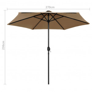 Umbrelă de soare cu LED și stâlp aluminiu, gri taupe, 270 cm - Img 6