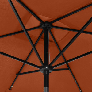 Umbrelă de soare cu LED-uri & stâlp din oțel, cărămiziu, 2x3 m - Img 2