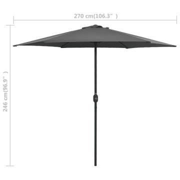 Umbrelă de soare cu stâlp aluminiu, antracit, 270 x 246 cm - Img 10