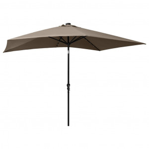 Umbrelă de soare cu stâlp din oțel & LED-uri, gri taupe, 2x3 m - Img 5