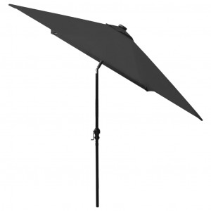 Umbrelă de soare cu stâlp din oțel & LED-uri, negru, 2x3 m - Img 6