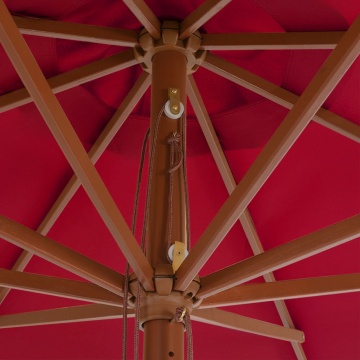 Umbrelă de soare de exterior cu stâlp din lemn, vișiniu, 350 cm - Img 3