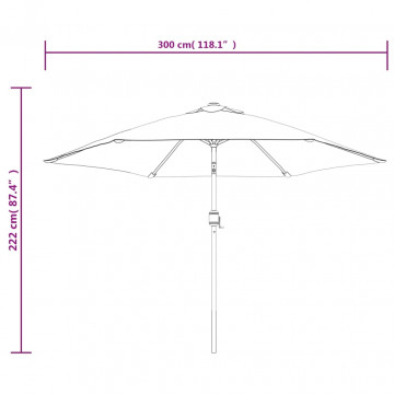 Umbrelă de soare de exterior cu stâlp metalic, negru, 300 cm - Img 7