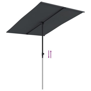Umbrelă de soare de exterior, stâlp aluminiu, negru, 2 x 1,5 cm - Img 6