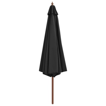 Umbrelă de soare de exterior, stâlp din lemn, antracit, 350 cm - Img 2