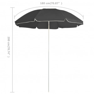 Umbrelă de soare de exterior, stâlp din oțel, antracit, 180 cm - Img 5
