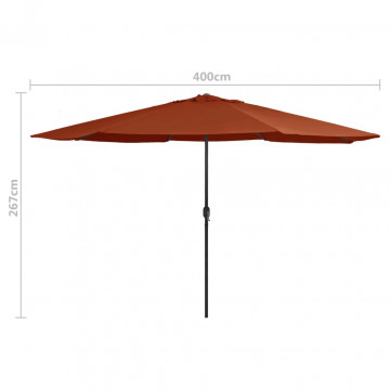 Umbrelă de soare de exterior, stâlp metalic, cărămiziu, 400 cm - Img 6