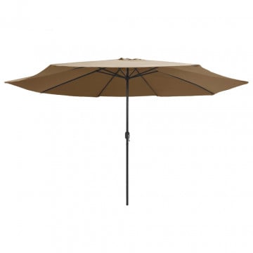 Umbrelă de soare de exterior, stâlp metalic, gri taupe, 400 cm - Img 2