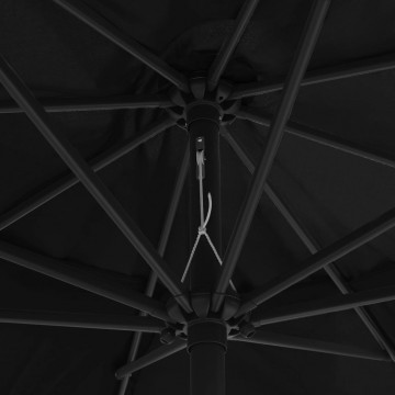 Umbrelă de soare de exterior, stâlp metalic, negru, 400 cm - Img 7