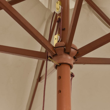 Umbrelă de soare de grădină stâlp de lemn, gri taupe, 299x240cm - Img 5