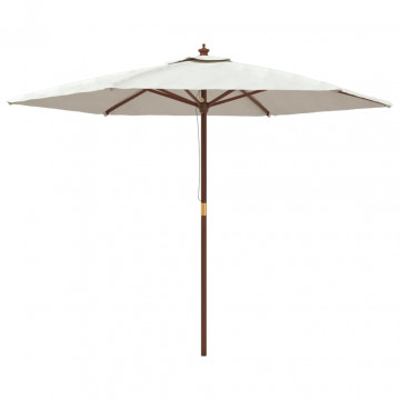 Umbrelă de soare de grădină stâlp din lemn, nisipiu, 299x240 cm - Img 2