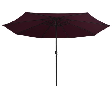 Umbrelă de soare de grădină, stâlp metalic, roșu bordo, 390 cm - Img 3