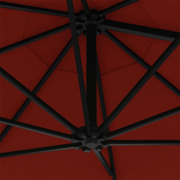 Umbrelă de soare de perete cu stâlp metalic, cărămiziu, 300 cm - Img 6