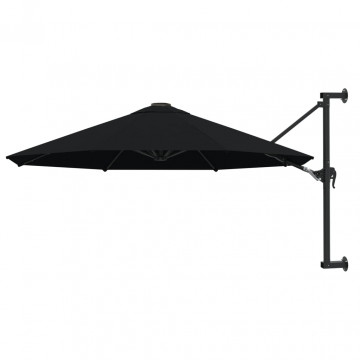Umbrelă de soare de perete cu stâlp metalic, negru, 300 cm - Img 1