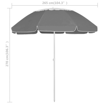 Umbrelă de soare de plajă, antracit, 300 cm - Img 6