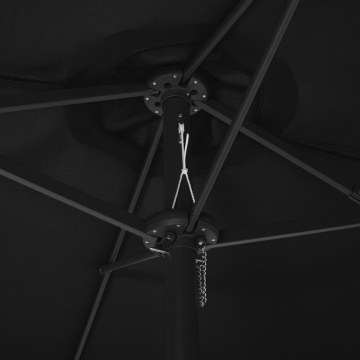 Umbrelă de soare exterior cu stâlp aluminiu, negru, 460x270 cm - Img 8