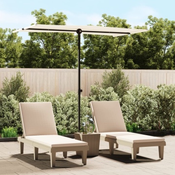 Umbrelă de soare exterior stâlp aluminiu alb nisipiu 180x110 cm - Img 1