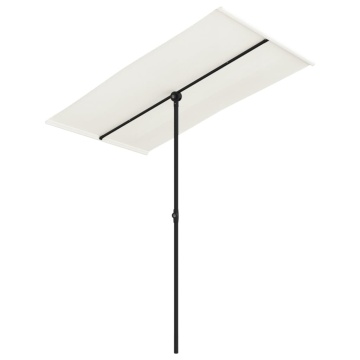 Umbrelă de soare exterior stâlp aluminiu alb nisipiu 180x110 cm - Img 2