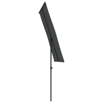 Umbrelă de soare exterior, stâlp aluminiu, antracit, 180x110 cm - Img 8