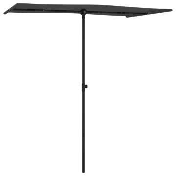 Umbrelă de soare exterior, stâlp aluminiu, antracit, 180x110 cm - Img 3
