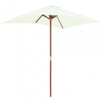 Umbrelă de soare, exterior, stâlp lemn, 150x200 cm, nisipiu - Img 4