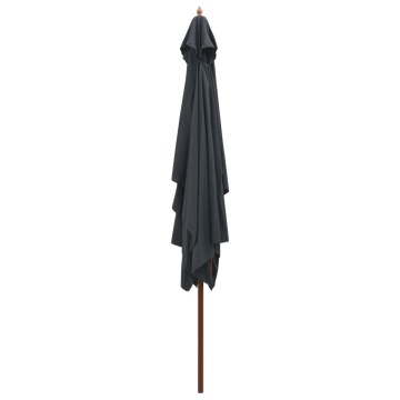 Umbrelă de soare exterior, stâlp lemn, 200x300 cm, antracit - Img 3