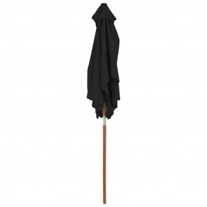 Umbrelă de soare, exterior, stâlp lemn, negru, 150x200 cm - Img 5