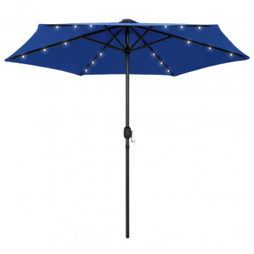 Umbrelă de soare, LED-uri și stâlp aluminiu, azur, 270 cm - Img 1