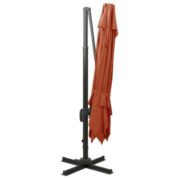Umbrelă în consolă cu înveliș dublu, cărămiziu, 300x300 cm - Img 8