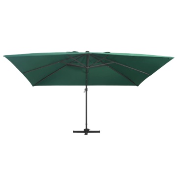 Umbrelă în consolă cu LED, stâlp din aluminiu verde 400x300 cm - Img 2
